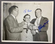 1940's Yogi Berra And Johnny Mize Signed New York Yankees Wire Photo HOF WS MLB