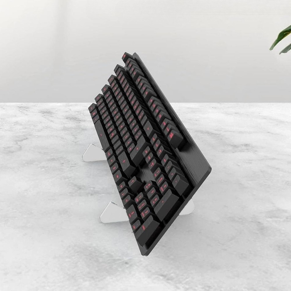Multipurpose Detachable Transparent Acrylic Mechanical Keyboard Storage Stand for Organized Workspace