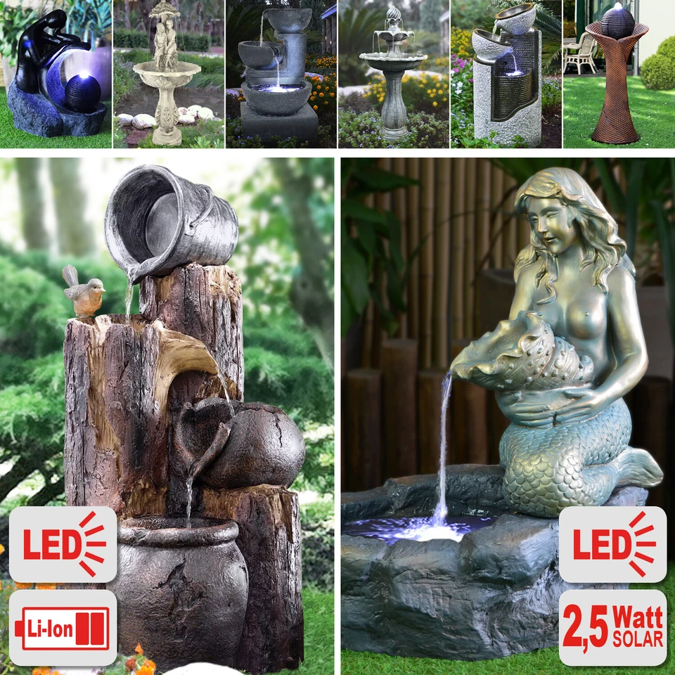 SOLAR GARTENBRUNNEN SPRINGBRUNNEN GARTEN TEICH SOLAR ZIER BRUNNEN WASSERSPIEL