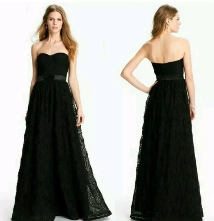 Adrianna Papell, For E Red Carpet, Size 6 Black Rosette Tulle gown Dress #6 - Image 2 of 4