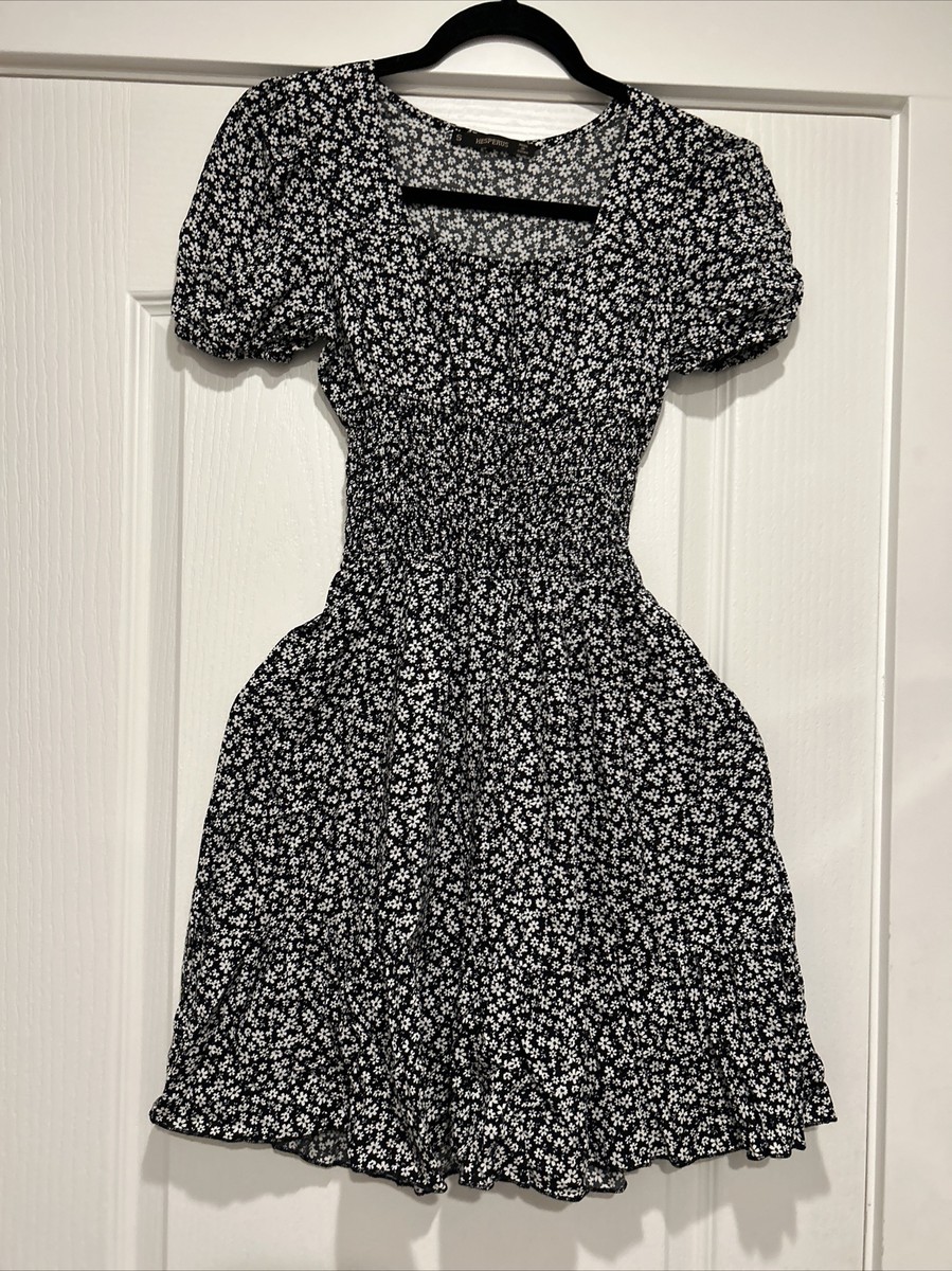 Hesperus Black White Paisley Print Puff Sleeve Dress Women's Hesperus Black White Paisley Print Puff Sleeve Dress Women's