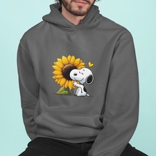 Cute Snoopy Hug Sunflower Hoodie Unisex Pullover Sweatshirt Casual Graphic Top