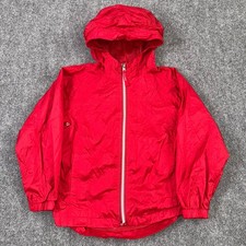 L L Bean Stowaway Goretex Rain Jacket Youth Size 8 Red Outdoors Hooded Full Zip