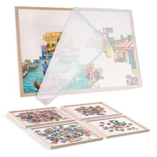 Jigsaw Puzzle Board with 4 Sorting Trays, 1000 Pieces Playing Surface with 