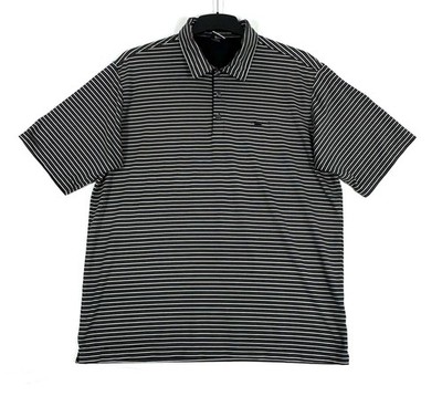 Nike Dri-Fit Polo Shirt Herren L Schwarz Kurzarm Sport Oberteil Gestreift