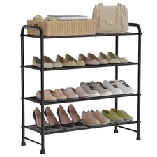 4-Tier Short Metal Shoe Rack,Extra Large Capacity Adjustable Stackable Shoe O...