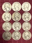 1940s Washington 90% Silver Quarters 12 Coin Lot In Good Shape