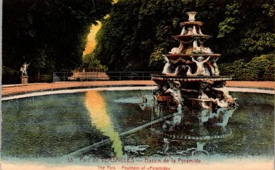 Versailles France Pyramid Fountain Bassin de la Pyramide Park Postcard c1900s
