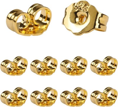 14K Gold Earring Backs Replacements - Hypoallergenic Earring Backs for Studs,
