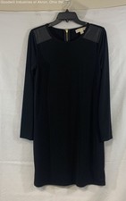 MICHAEL Michael Kors Faux Leather Trim Back Zip Sheath Dress Black Sz M