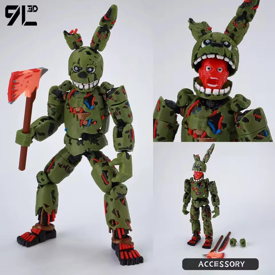 9L3D Printed FNAF Freddy Fazbear'S Pizza Springtrap Toys Action