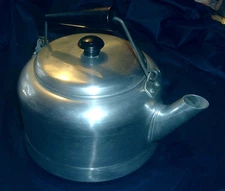Vtg Large MAID OF HONOR Aluminum Tea Pot Kettle Wooden Handle Sears Best