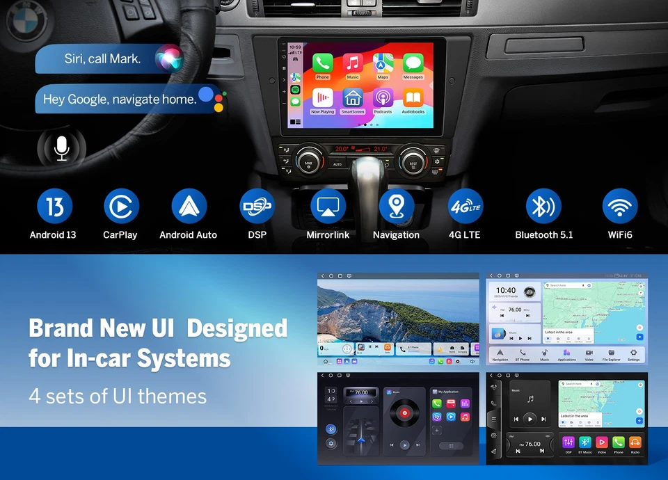 9" Android 13 8-Core Car GPS Stereo Radio CarPlay for BMW E90 E91 E92 335i 328i - Image 3 of 4