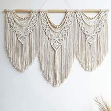 guzhiou large macrame wall hanging - Boho Tapestry Macrame Wall Decor Wood bead