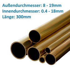 Messing Rohr Messingrohr Rundrohr 8 - 19mm Wandstärke 0,15 - 3mm Länge 300mm