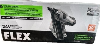 Flex 24V 30deg 3 1/2 Framing Nailer Tool With Rafter Hook 3 No Mar Tips  New