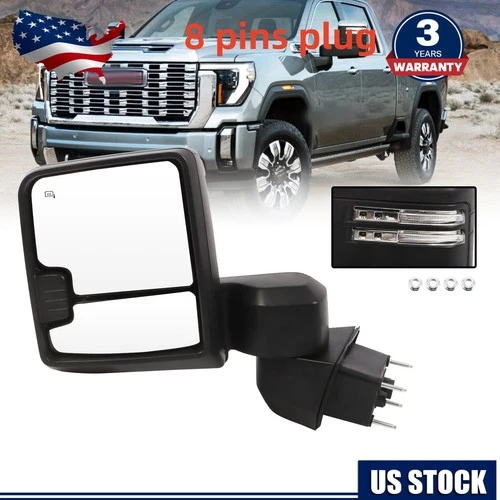 Driver Left Side View Tow Mirror For 2019-2024 Silverado Sierra 2500HD 3500HD