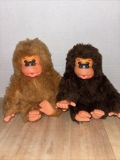 Set 2 1970-1980 Russ Berrie Baby Gonga Thumb Sucking Gorilla Plush Toys Vintage