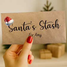 Personalised Santa's Stash Envelope For Money, Vouches, Gift Cards or Tickets