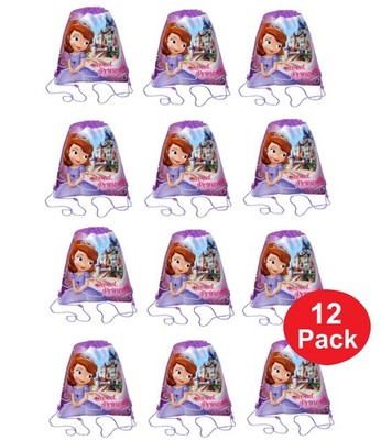 12x Disney Princess Sofia Cinch Backpack Birthday Party Favor Goodie Gift Bags