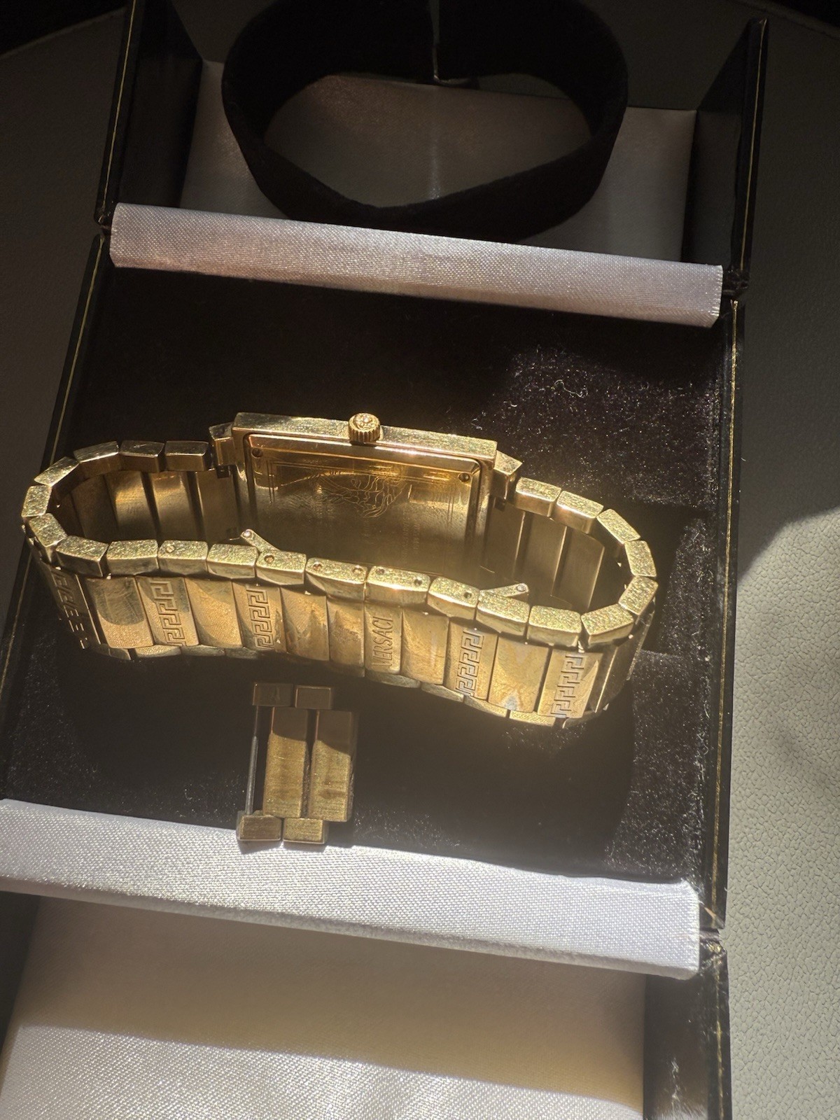 Versace Gold Rectangular Swiss Made Sapphire Crys… - image 10