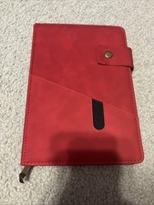 Red Diary Journal Snap Closure Front Pocket Good Condition