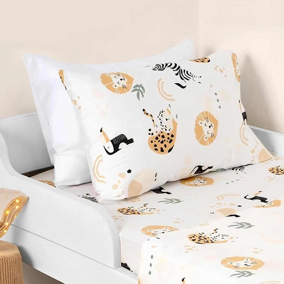 Juego de sábanas dobles 100 % algodón 210TC para niños juego de 4 piezas Jungle Safari/Tractor Foto 4 de 4