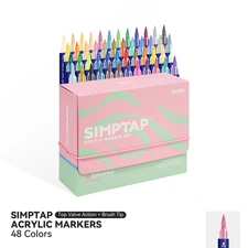 Arrtx Simptap Acrylic Markers 48 Colors Top Valve Action Paint Markers