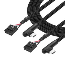 CERRXIAN 9 Pin USB Motherboard Female Header to C Adapter Cable, 90 black