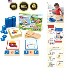 Spelling Games for Kids CVC Words Montessori Flash Cards Alphabet Puzzle Toy