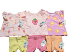   NWT Garanimals Baby Girl 6-Pc Summer Bundle Size 0-3M Tees Shorts Mix Match