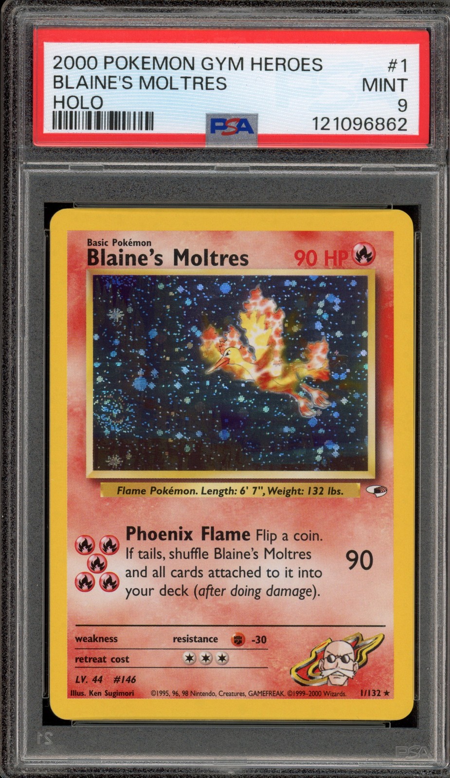 Pokemon Blaine's Moltres Gym Heroes Unlimited Holo Rare #1 PSA 9 Mint