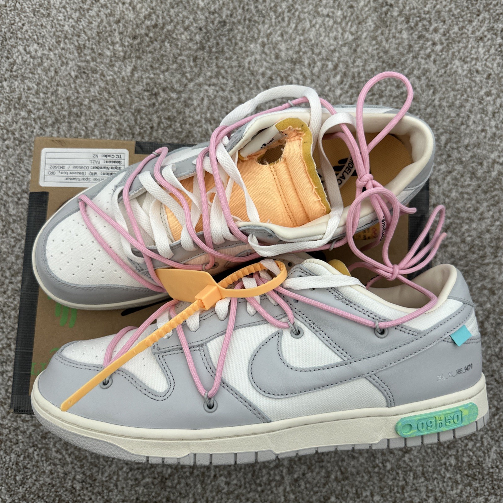 OFF WHITE X NIKE Taglia 12 Nike Dunk Low x Off White "Lotto 9" Og Box SPEDIZIONE VELOCE
