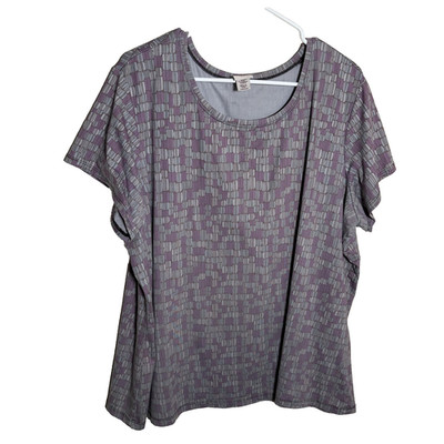 Covington Blouse Women's 20/22W Short Sleeve Printed Round Neck Top