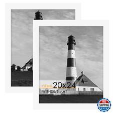 YiTanli 20x24 Picture Frame for Posters, Art Prints, Wall Mount, White, 2 Pack