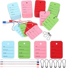 1300Pcs Colorful Price Tags and Hang Tag String, 4 Colors Store Tags Clothing Ta
