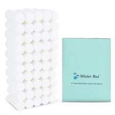 Mister Rui 50-Pack 4" High-Density Foam Paint Roller Covers for Smooth Finish