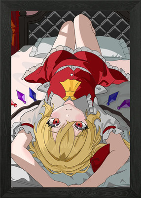 Anime Mädchen liegend auf Bett gerahmtes Wandbild Poster Leinwanddruck Bild