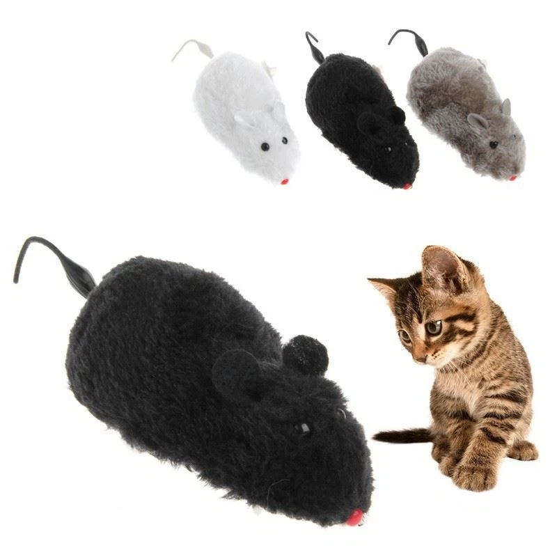 Clockwork Wind Funny Running Mouse Move Tail for Cat Kitten Prank Toy Gift