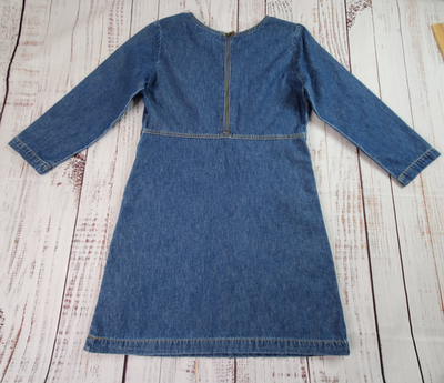 Forever 21 Denim Dress Womens Small Long Sleeve Zip Front Pockets Short Mini 90s