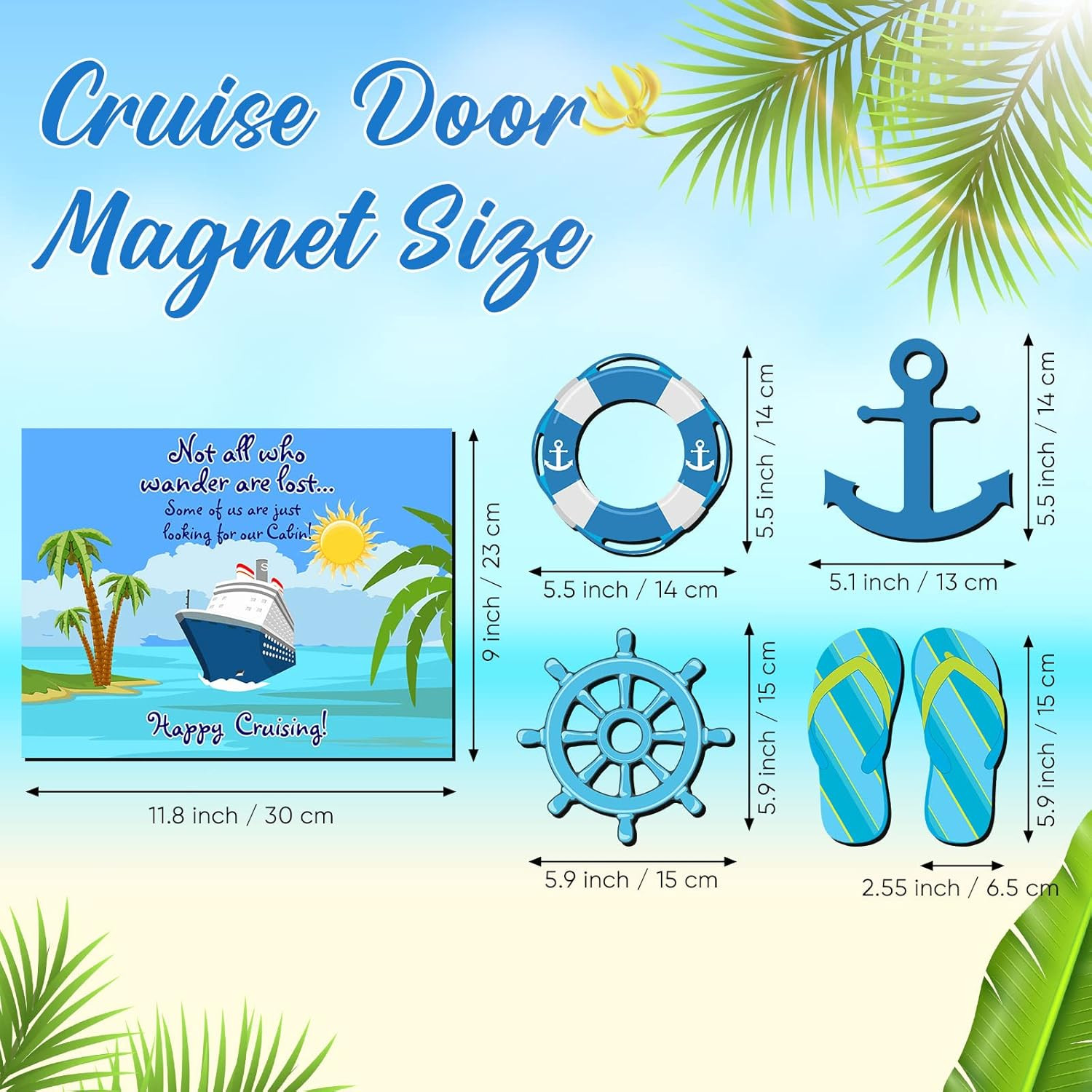Kanayu 6 Pcs Cabin Cruise Door Decorations Magnetic Large Ship Decorations Magne