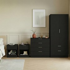 4 Piece Trega Bedroom Furniture Set Chest of Drawers Wardrobe Bedside Drawer