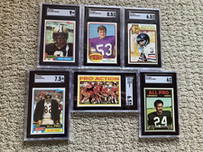 7 Lot Topps 1970's/1980's Football SGC Walter Payton, A Manning + Pics/Desc.