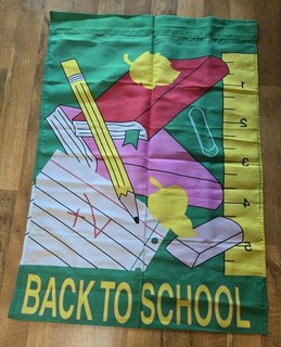 Bandiera da cortile vintage 1998 ritorno a scuola doppia faccia libri righello a matita 28x39