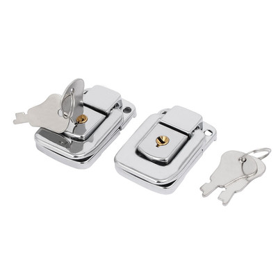 2pcs W Keys Toolbox Jewelry Box Toggle Latches Catch Hasp Lock Silver Tone