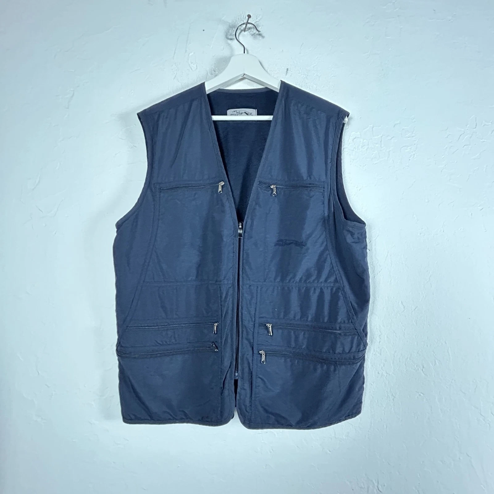 Greyhound Collection 105 Mens Navy Utility Vest Zipper Pockets Lightweight Korea