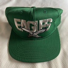 Vintage Eagles Hat SnapBack New Era 80s 90s Kelly Green Spell Out