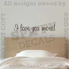 I Love You More Bedroom Romantic Quote Vinyl Wall Art Decal Decor Sticker