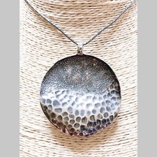 SILPADA Hammered Wavy Disc Pendant Necklace N1496 Removable Chain EXCELLENT COND