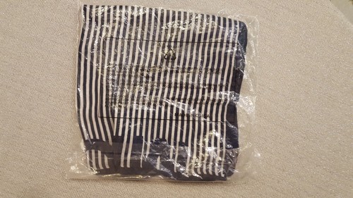 NWT Michael Kors Thin-Striped Square Scarf True Navy White Michael Kors Logo $58 - Picture 6 of 8